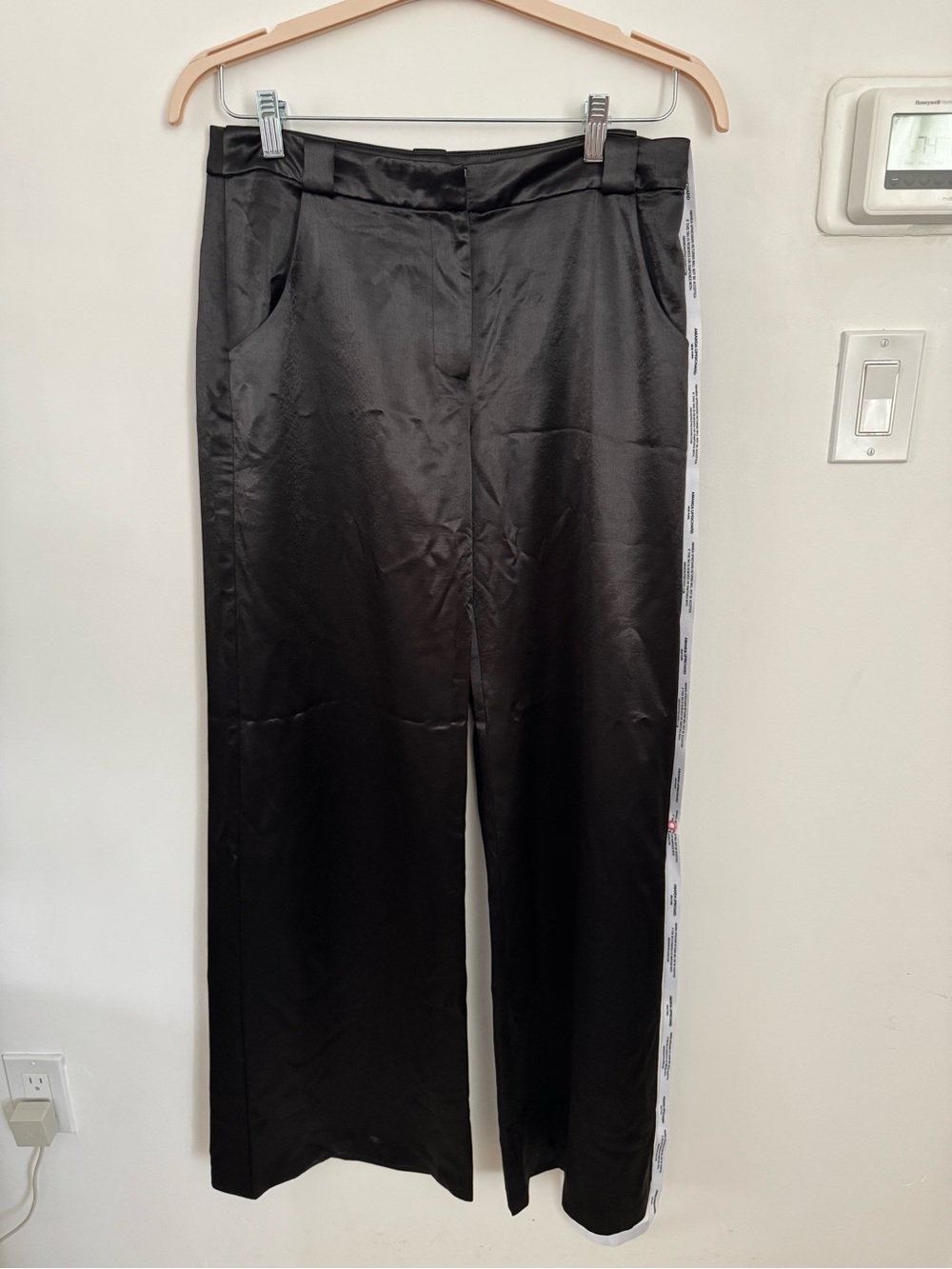 Amanda Uprichard Black Satin Pants with Branded Tag